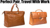 COMBO OFFER  TAN/ COGNAC LEATHER TOP ROD HOLDALL / DUFFLE / CABIN BAG AND TAN BRIEFCASE