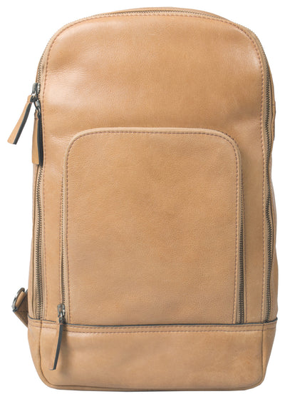 COMBO OFFER HIDEONLINE TAN COGNAC REAL LEATHER LAPTOP BACKPACK / SLINGBACK