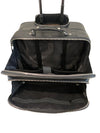 LEATHER TROLLEY CASE / WHEELED LAPTOP TRAVEL BUSINESS BAG IN BLACK