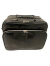 LEATHER TROLLEY CASE / WHEELED LAPTOP TRAVEL BUSINESS BAG IN BLACK