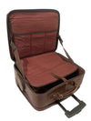 LEATHER TROLLEY CASE / WHEELED LAPTOP BUSINESS BAG IN BROWN