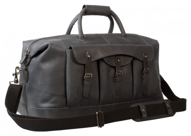 COMBO UBERBAG GOBI GRAPHITE GREY LEATHER HOLDALL BAG / MESSENGER BAG